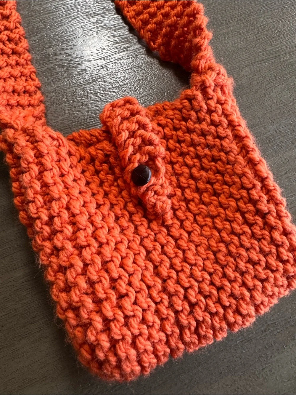 Handmade Dark Orange Crochet Woven Crossbody Purse Bag